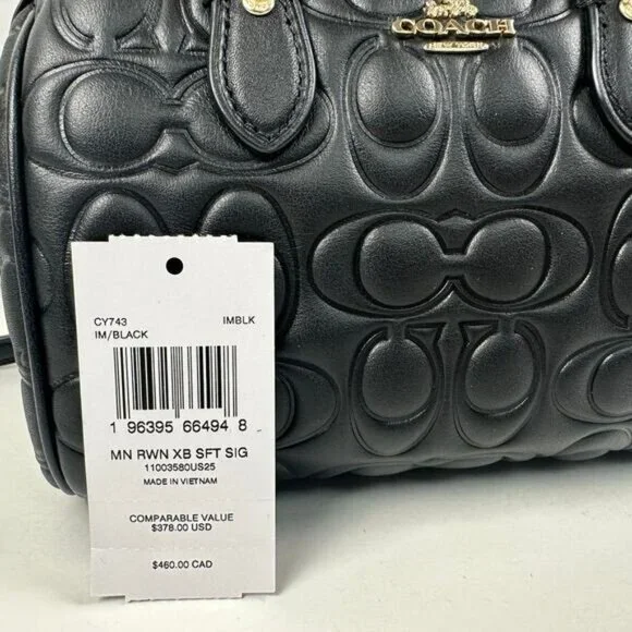 Coach Mini Rowan Crossbody Bag In Signature Leather IN Black